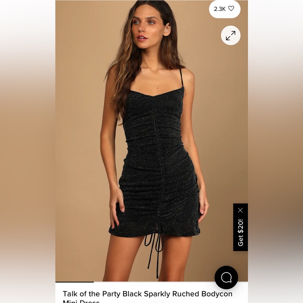 Sparkly Black Ruched Dress
